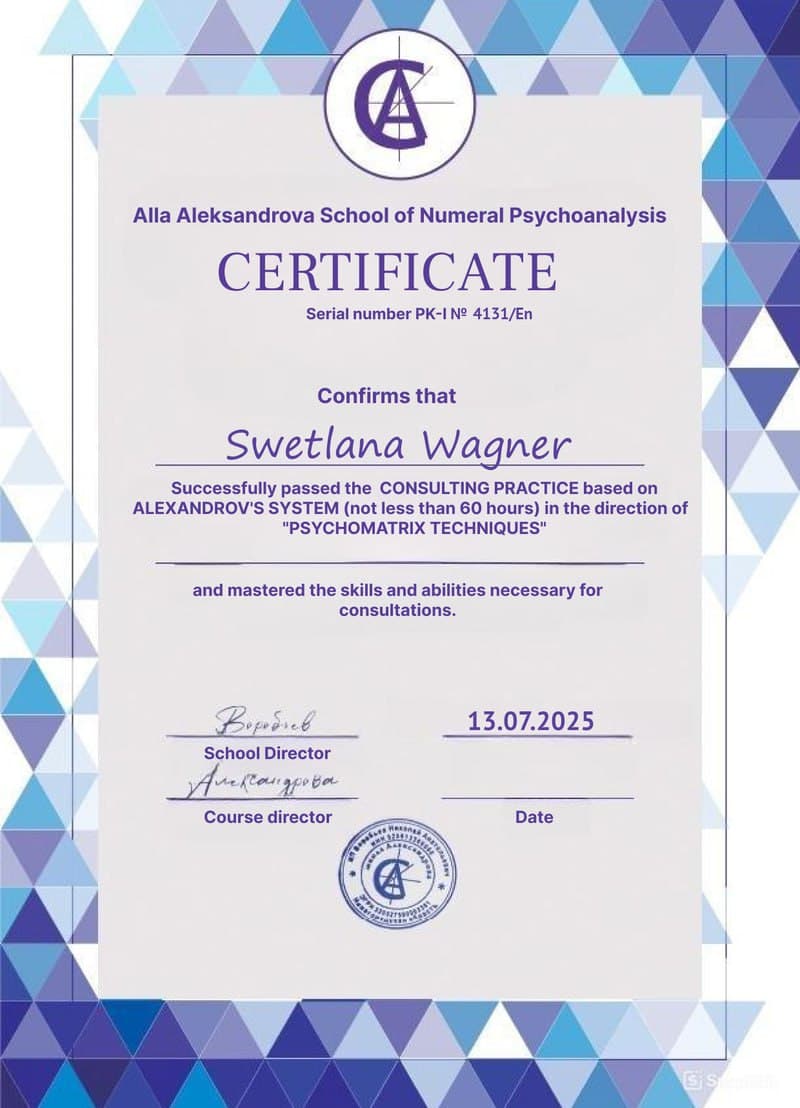 Numerologie Zertifikat 1